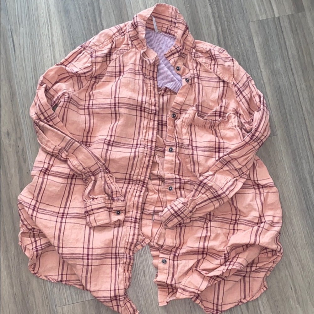 FREE PEOPLE — orange button down